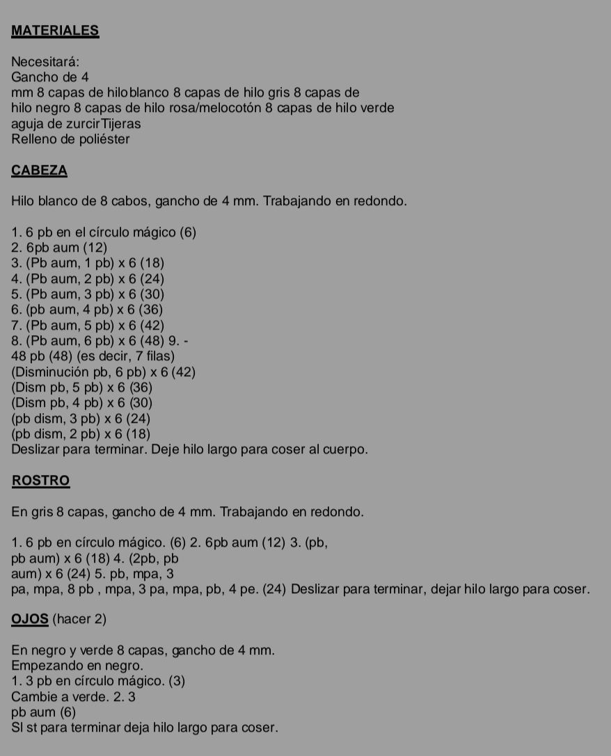 Patrón traducido de Momo amigurumi (Avatar: The Last Airbender)