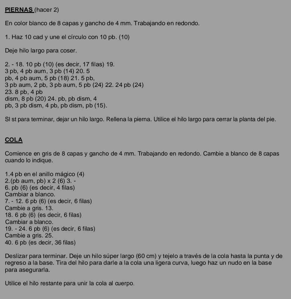 Patrón traducido de Momo amigurumi (Avatar: The Last Airbender)