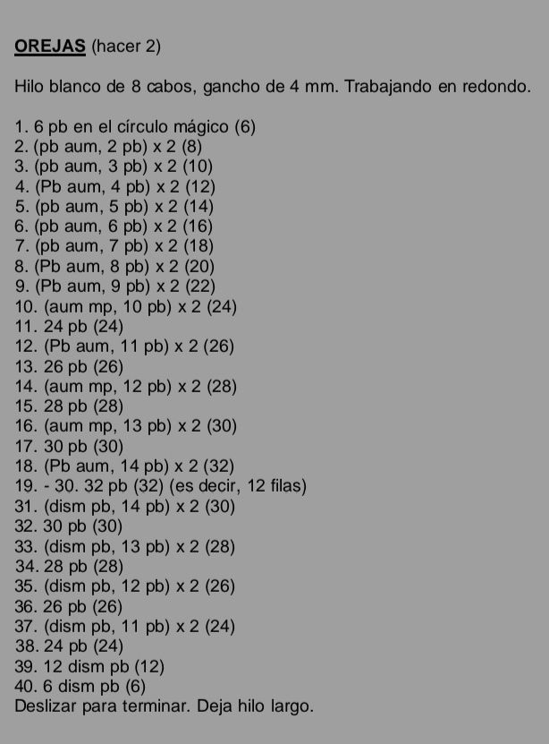 Patrón traducido de Momo amigurumi (Avatar: The Last Airbender)