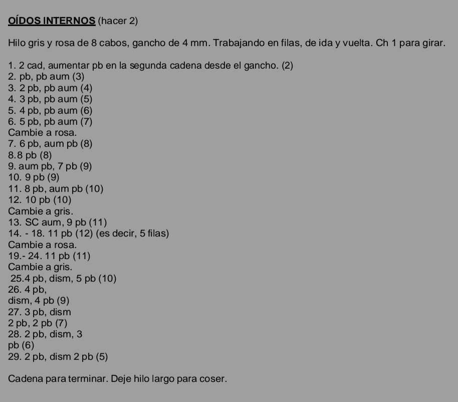 Patrón traducido de Momo amigurumi (Avatar: The Last Airbender)