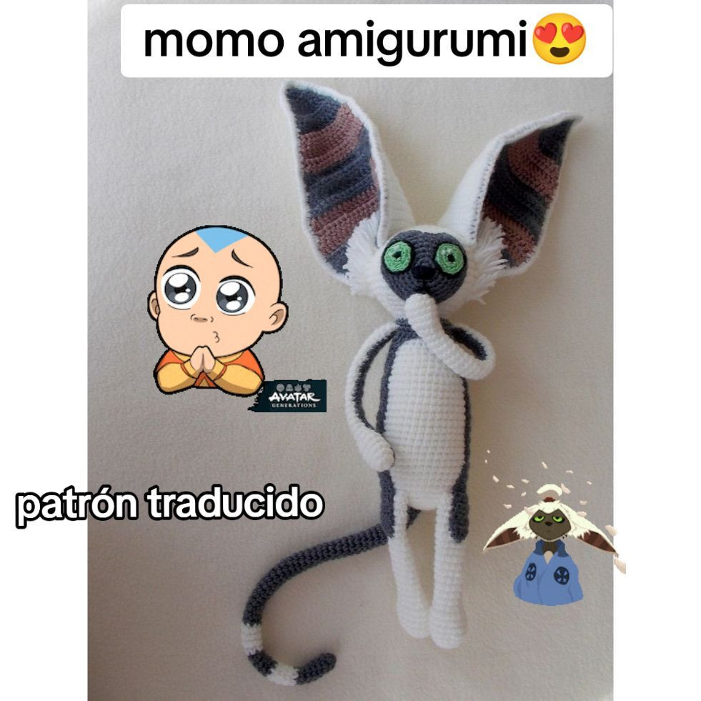 Patrón traducido de Momo amigurumi (Avatar: The Last Airbender)