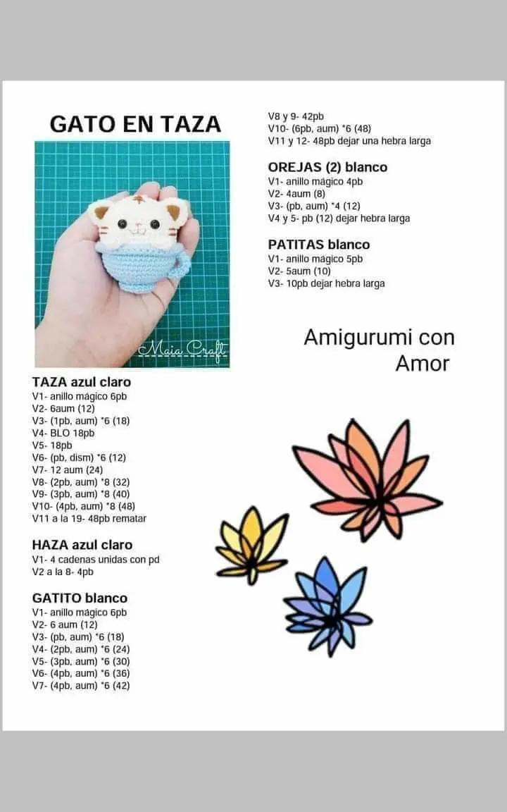 Patrones Amigurumi Gratis: Gato en Taza y Zorrito