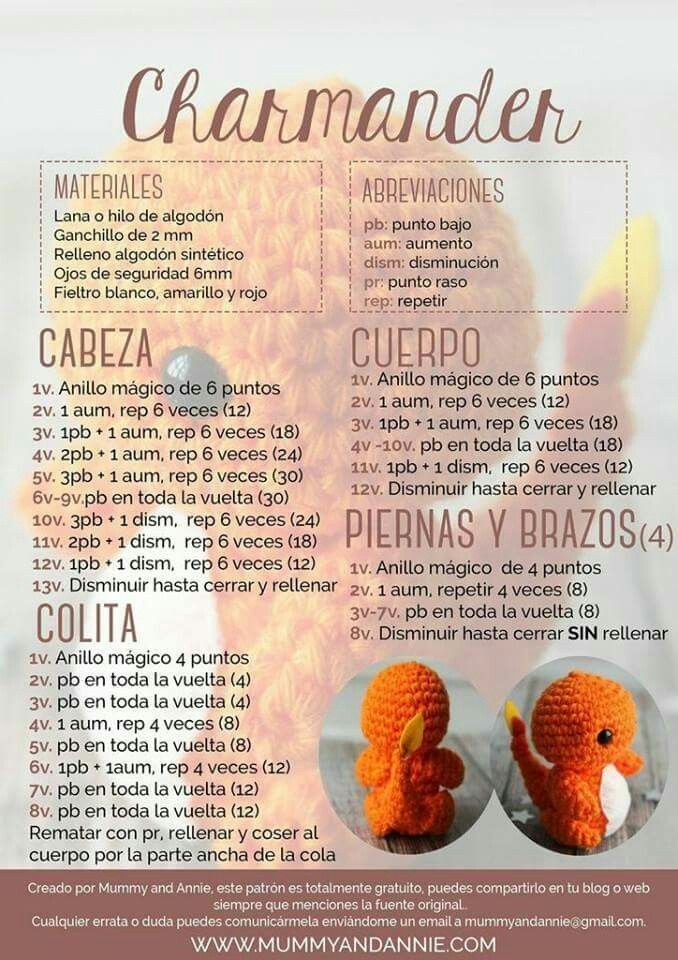 Patrones Amigurumi Pokémon: Togepi, Bulbasaur, Squirtle, Charmander y Jigglypuff