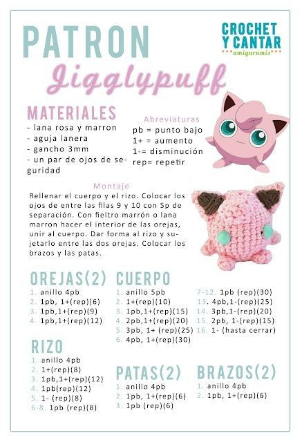 Patrones Amigurumi Pokémon: Togepi, Bulbasaur, Squirtle, Charmander y Jigglypuff