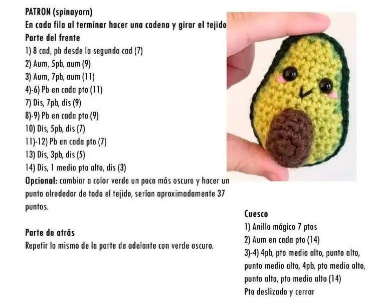 Patrones de Amigurumi Comida: Limón, Donut, Pájaro y Aguacate