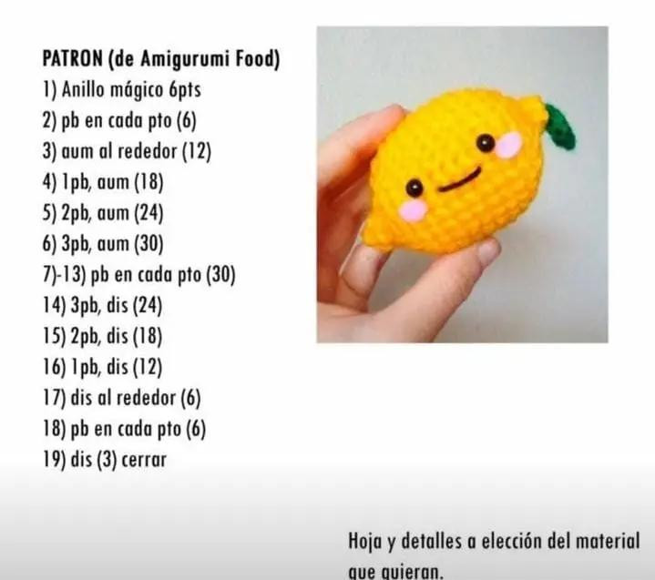 Patrones de Amigurumi Comida: Limón, Donut, Pájaro y Aguacate