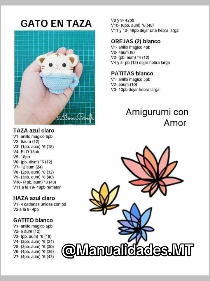 Patrones de amigurumi gratis: tortuga, ballena, axolotl y gato en taza