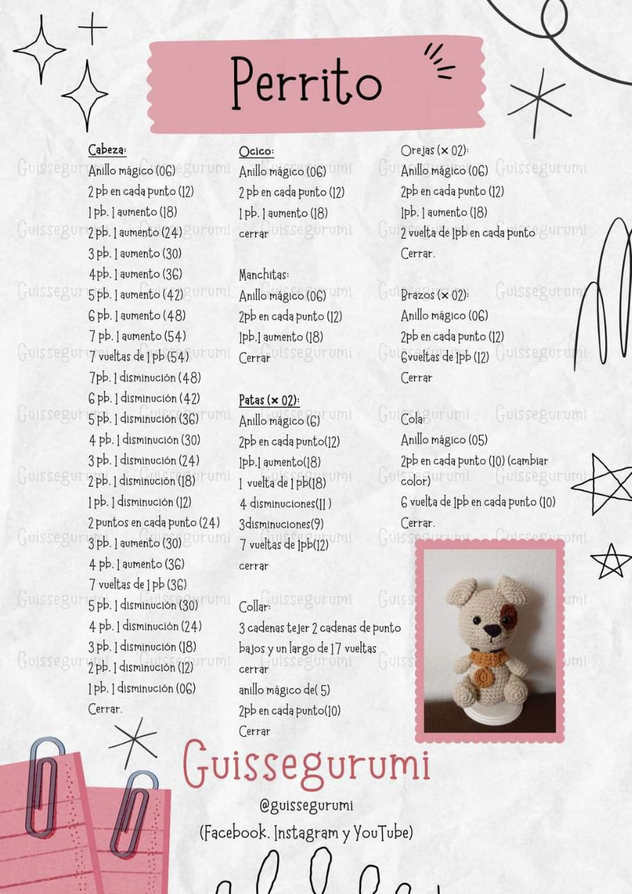 Patrones de crochet para Perrito, Mapache, Pulpo, Búho y Pororo