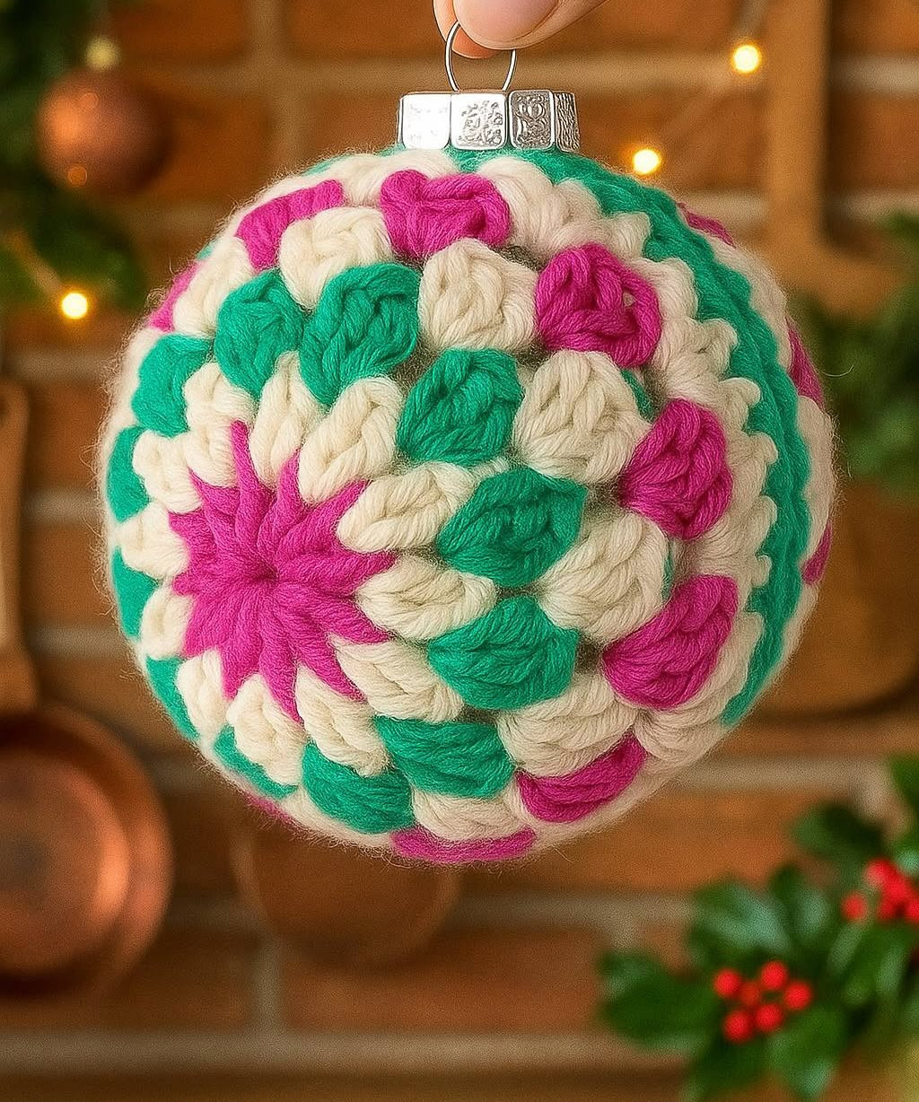 Pattern crochet per palline natalizie colorate e decorazioni di Natale
