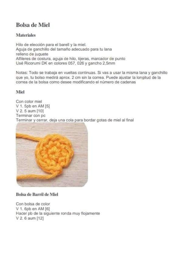 PDF Amigurumi Oso y Bolsa de Miel Patrón Gratis
