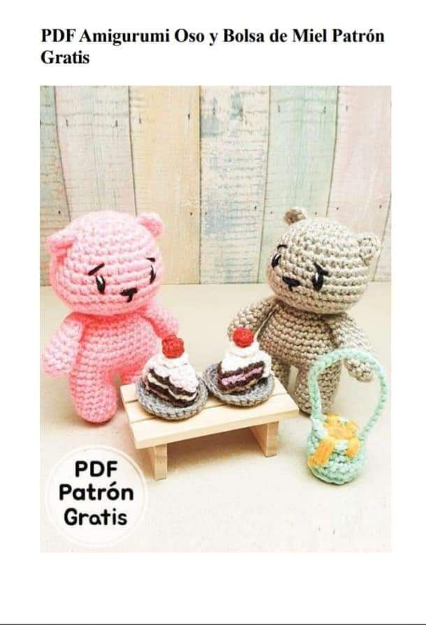 PDF Amigurumi Oso y Bolsa de Miel Patrón Gratis
