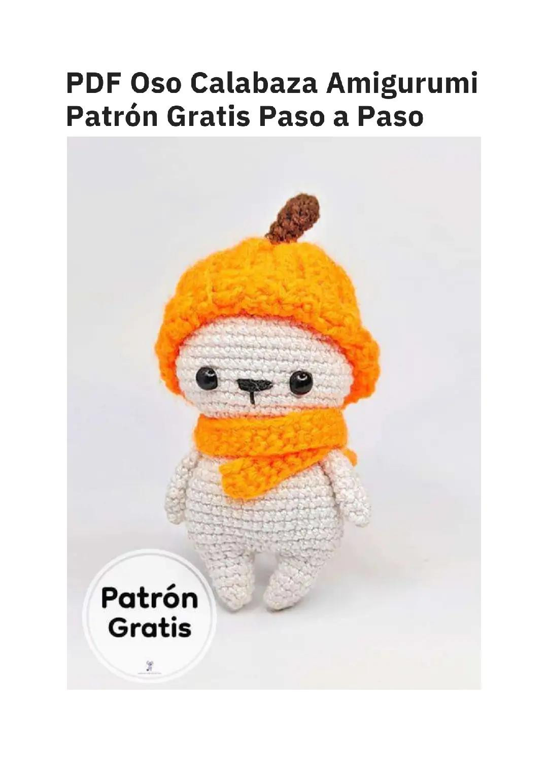 PDF Oso Calabaza Amigurumi Patrón Gratis Paso a Paso
