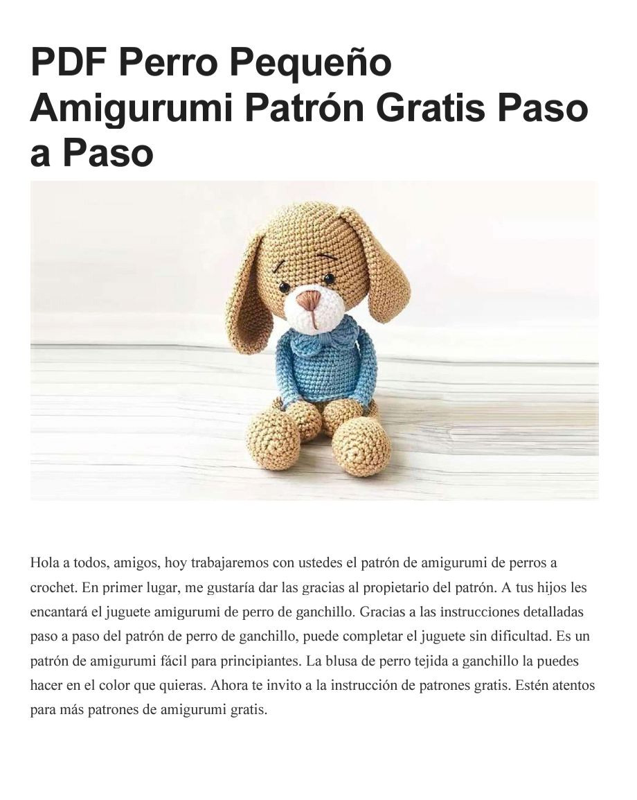 PDF Perro Pequeño Amigurumi Patrón Gratis Paso a Paso