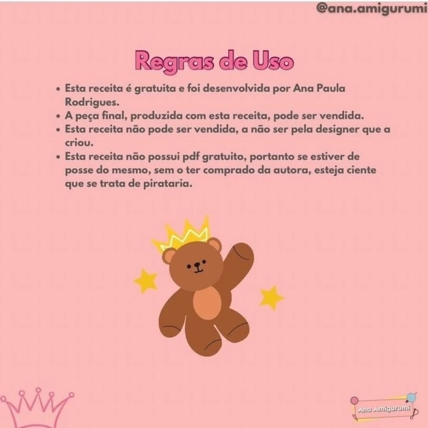 Pedro, o Ursinho Rei - Receita Gratuita de Amigurumi com Coroa Dourada e Laço Azul