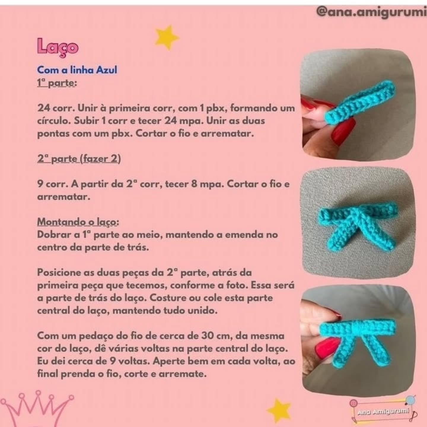 Pedro, o Ursinho Rei - Receita Gratuita de Amigurumi com Coroa Dourada e Laço Azul