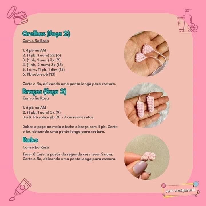 Penélope Receita Gratuita: Búp bê lợn hồng Amigurumi dễ thương với mũ xanh