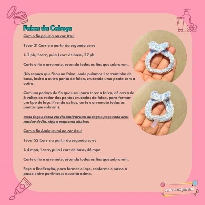 Penélope Receita Gratuita: Búp bê lợn hồng Amigurumi dễ thương với mũ xanh