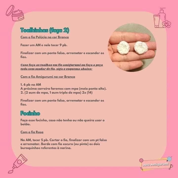 Penélope Receita Gratuita: Búp bê lợn hồng Amigurumi dễ thương với mũ xanh