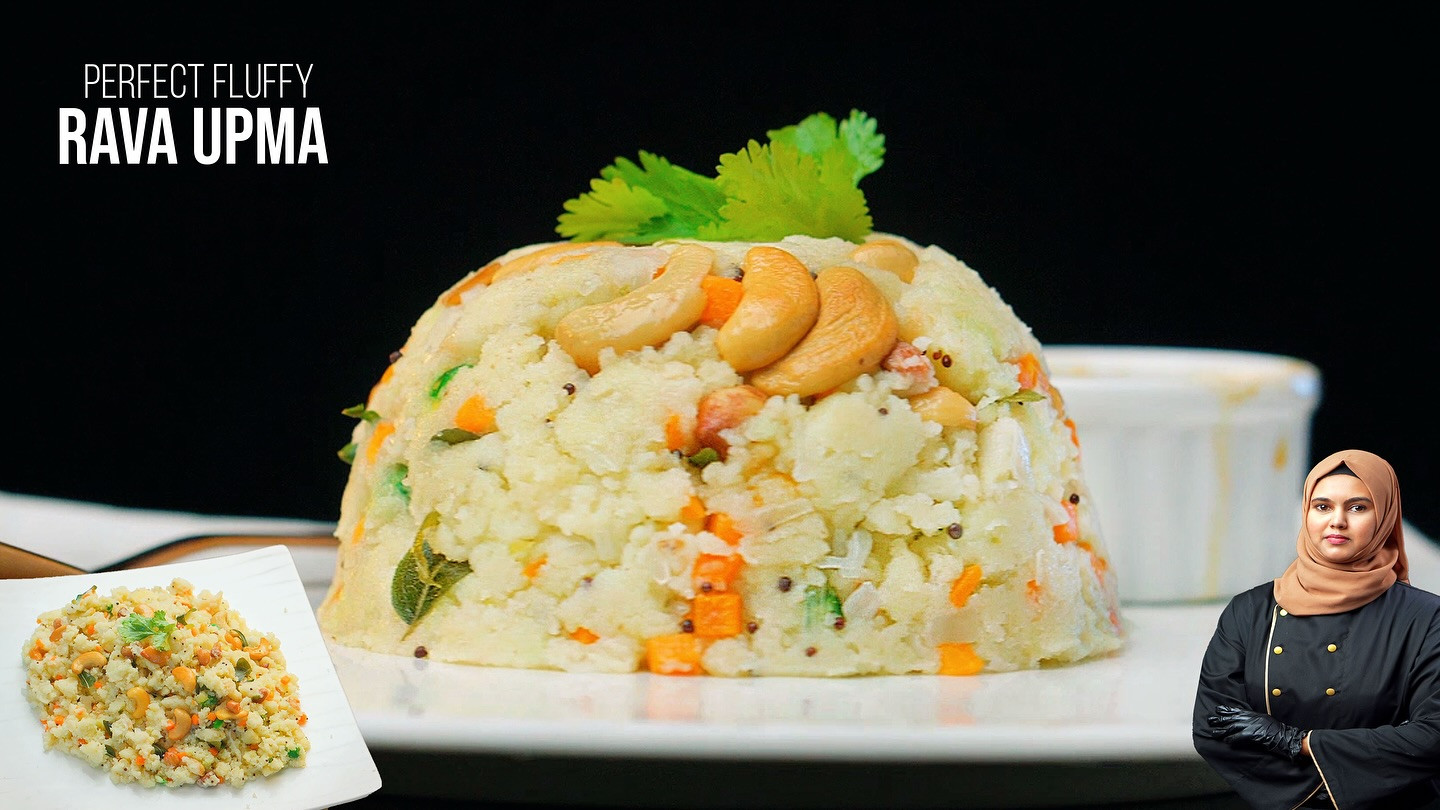 Perfect Fluffy Rava Upma Recipe with Semolina, Cashews, and Mixed Vegetables