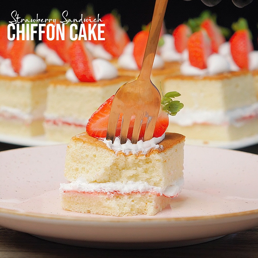 Perfect Strawberry Sandwich Chiffon Cake Recipe: Soft, Creamy and Airy Homemade Dessert