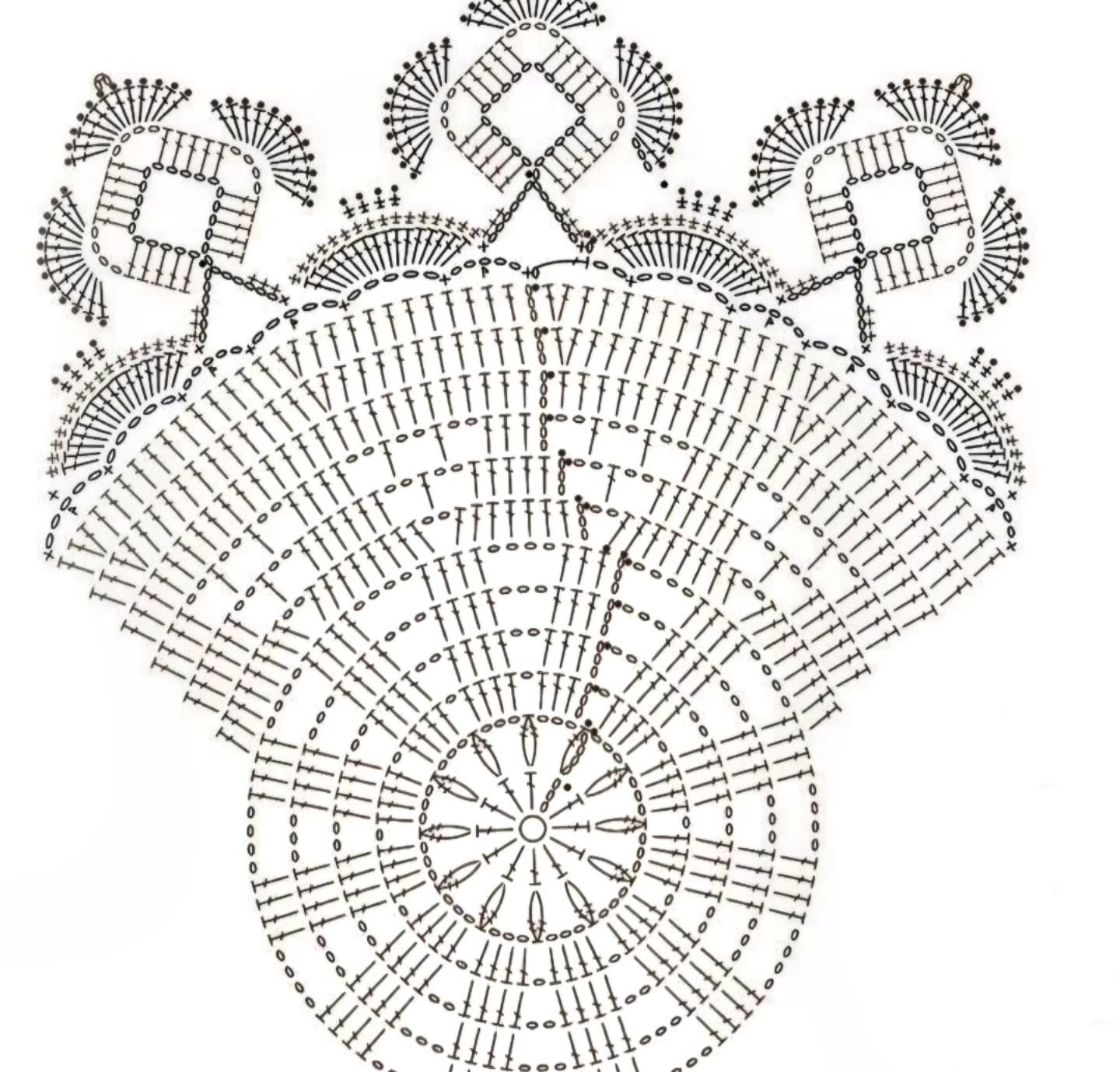 Persian Crochet Placemat Pattern: Intricate Orange and Cream Floral Design with Detailed Chart