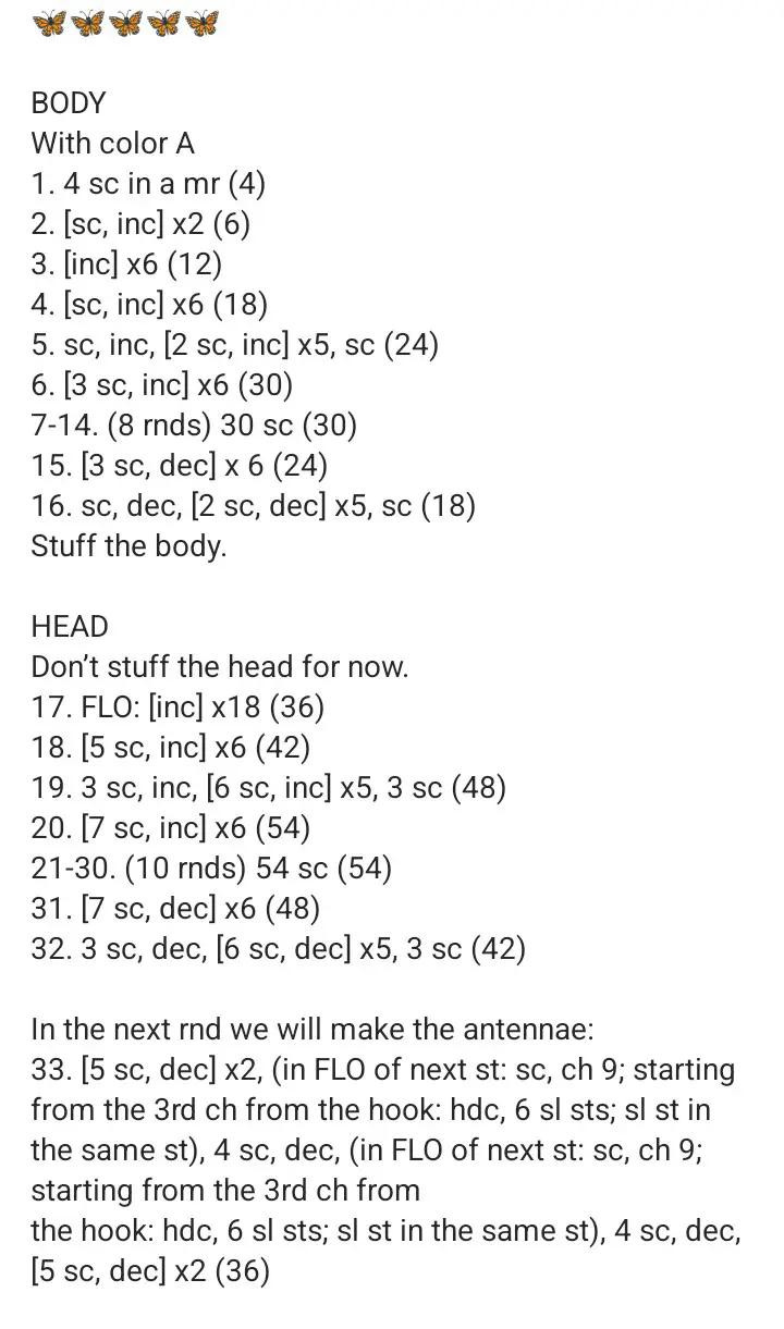 Petal the Little Butterfly Free Amigurumi Crochet Pattern Part 1