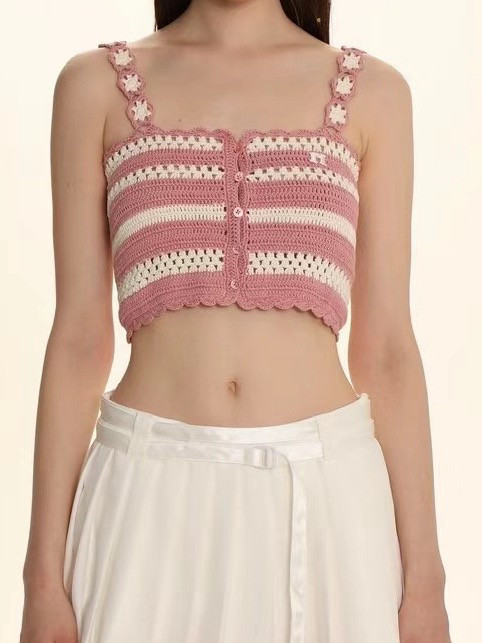 Pink and White Striped Crochet Crop Top Pattern Chart