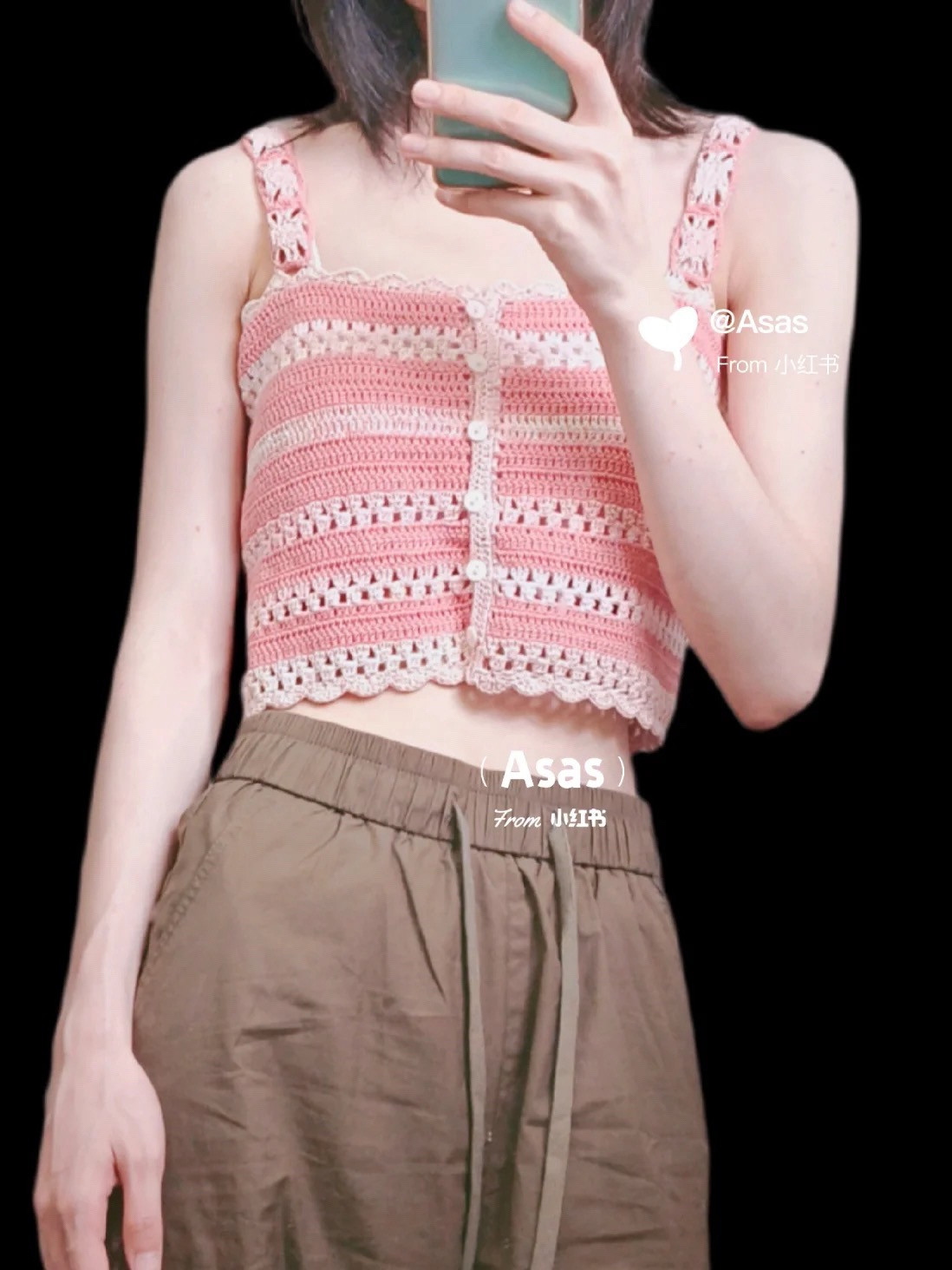 Pink and White Striped Crochet Crop Top Pattern Chart