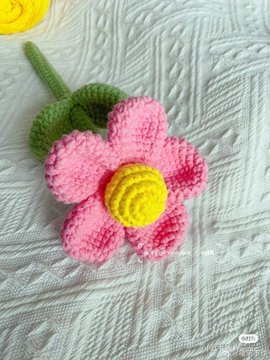 Pink and Yellow Crochet Flower Pattern Chart