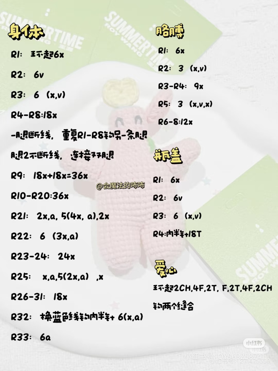 Pink Crochet Bottle Character Doll with Heart Crown Tutorial Chart