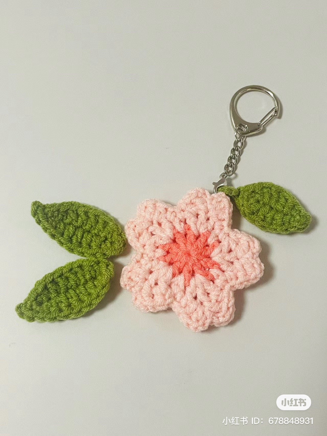 Pink Crochet Flower Keychain Flat Chart Pattern