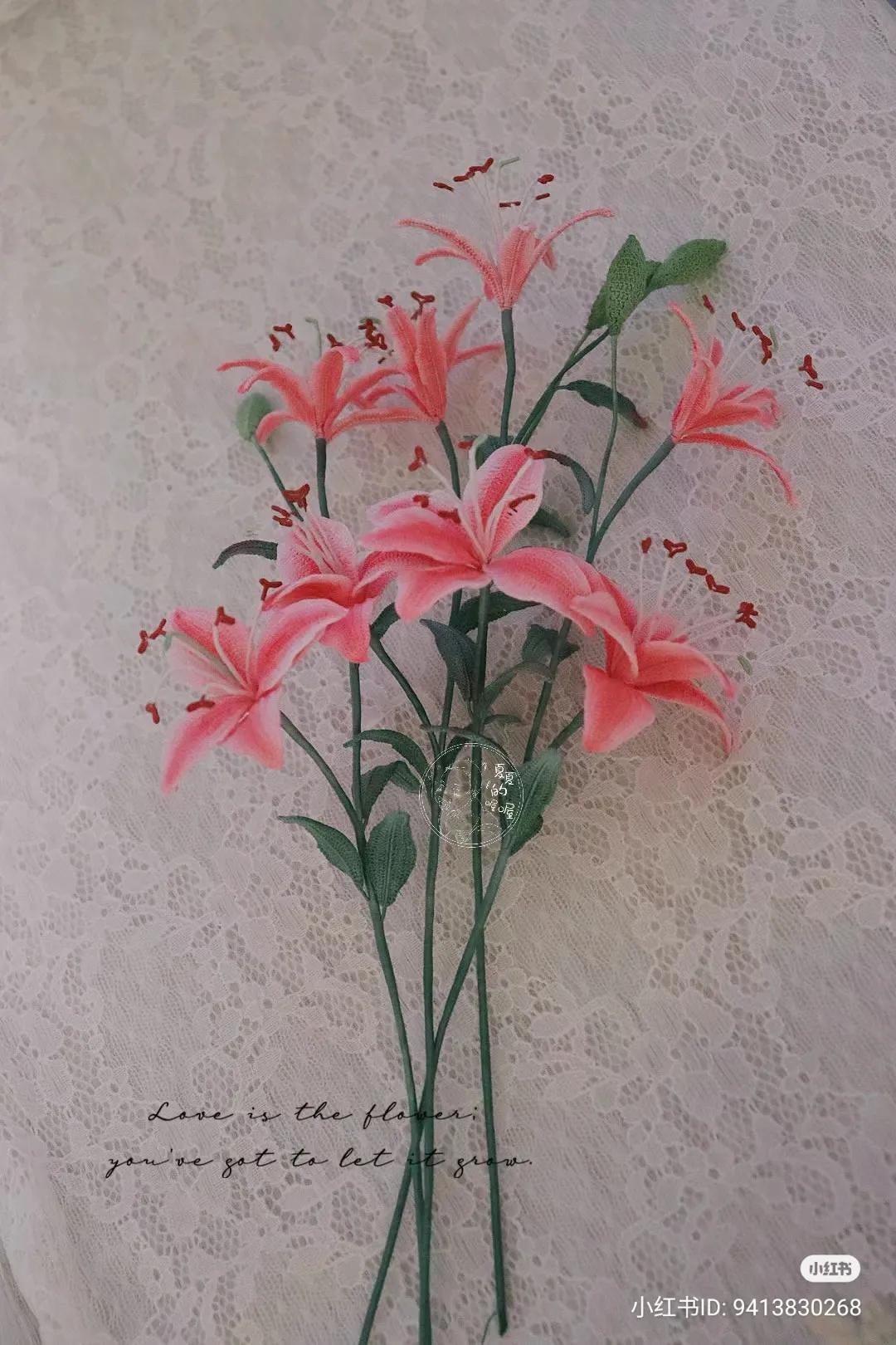 Pink Lily Crochet Flower Pattern and Tutorial Chart