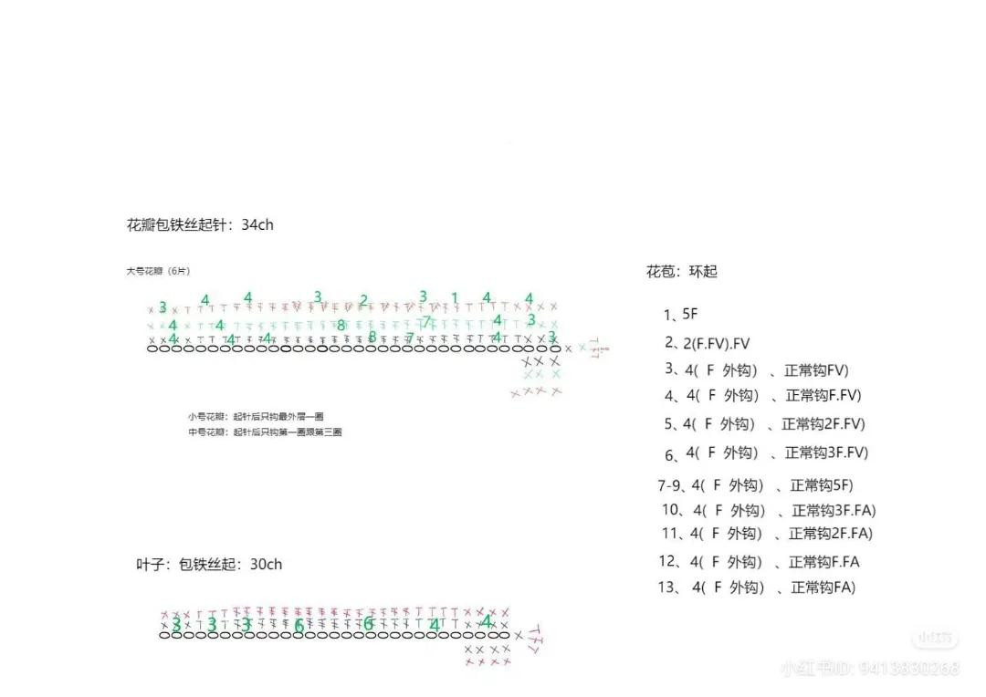 Pink Lily Crochet Flower Pattern and Tutorial Chart
