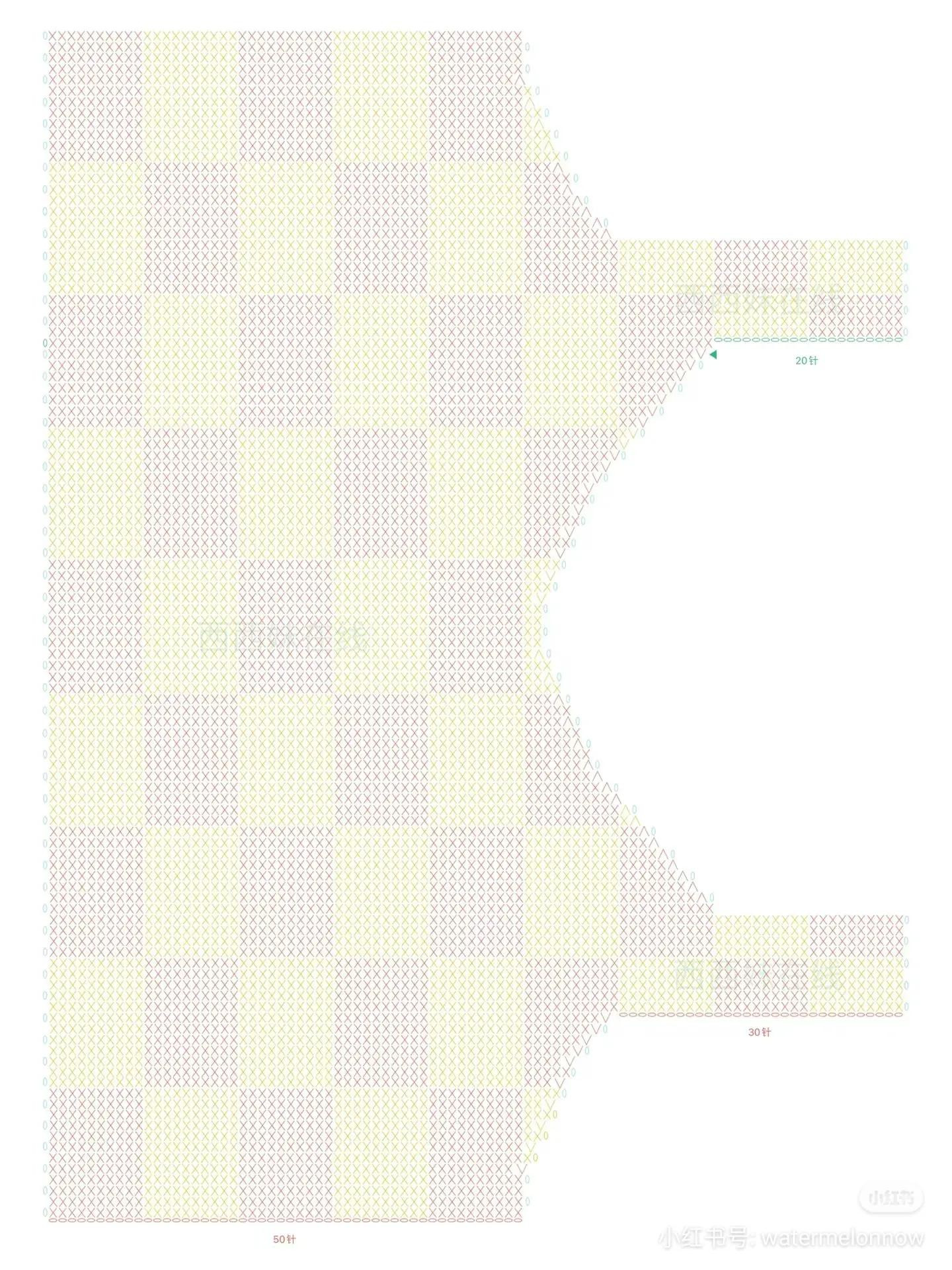 Pink Plaid Crochet Crop Top Flat Chart Pattern with Stitch Guide