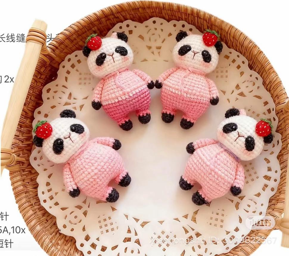 Pink Strawberry Panda Crochet Pattern Tutorial