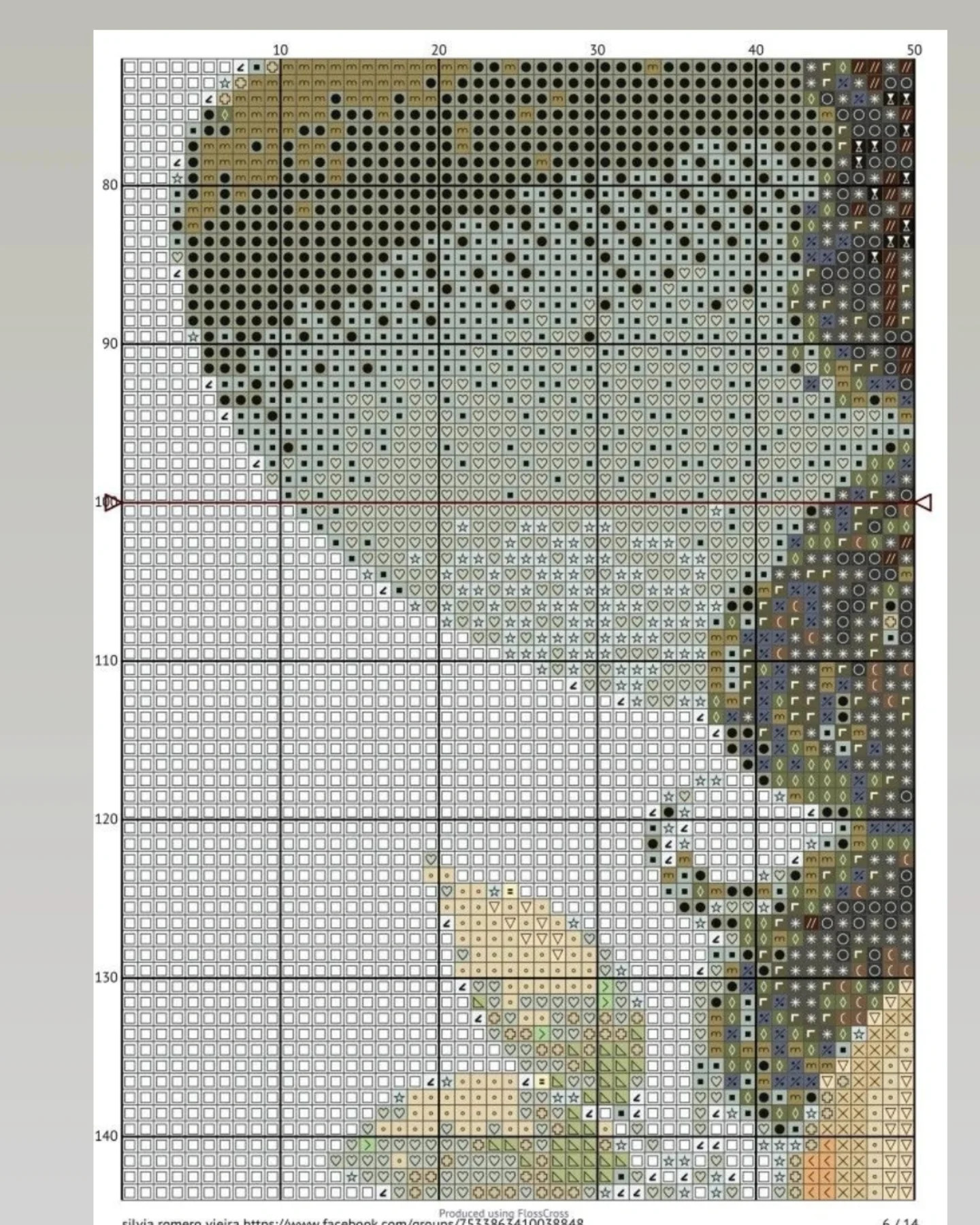Pixel Chart Pattern for Elegant Lady with Floral Hat and Bouquet