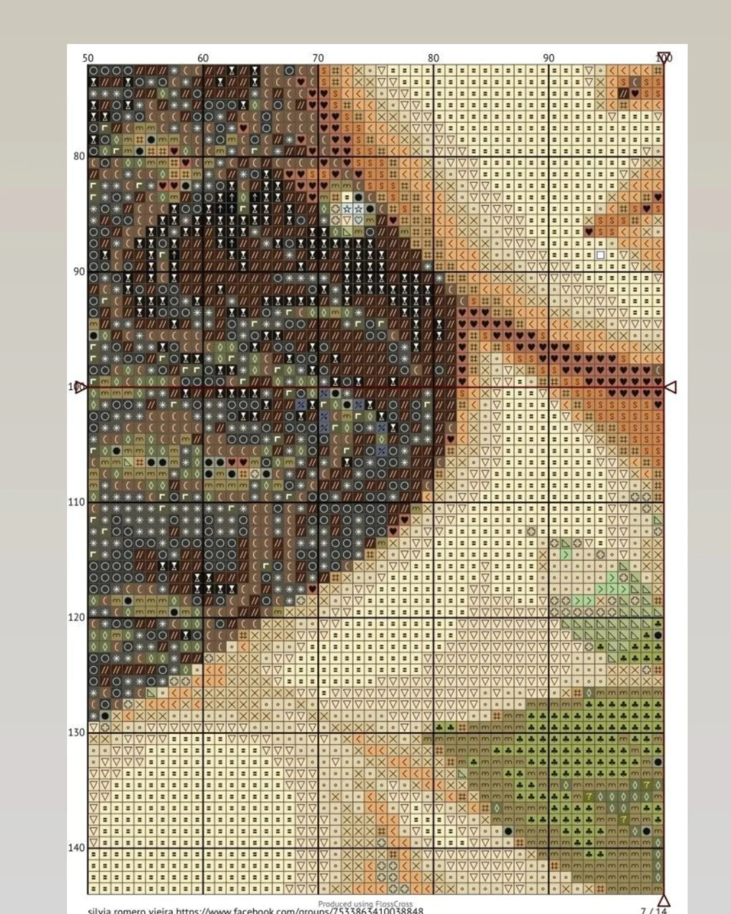 Pixel Chart Pattern for Elegant Lady with Floral Hat and Bouquet