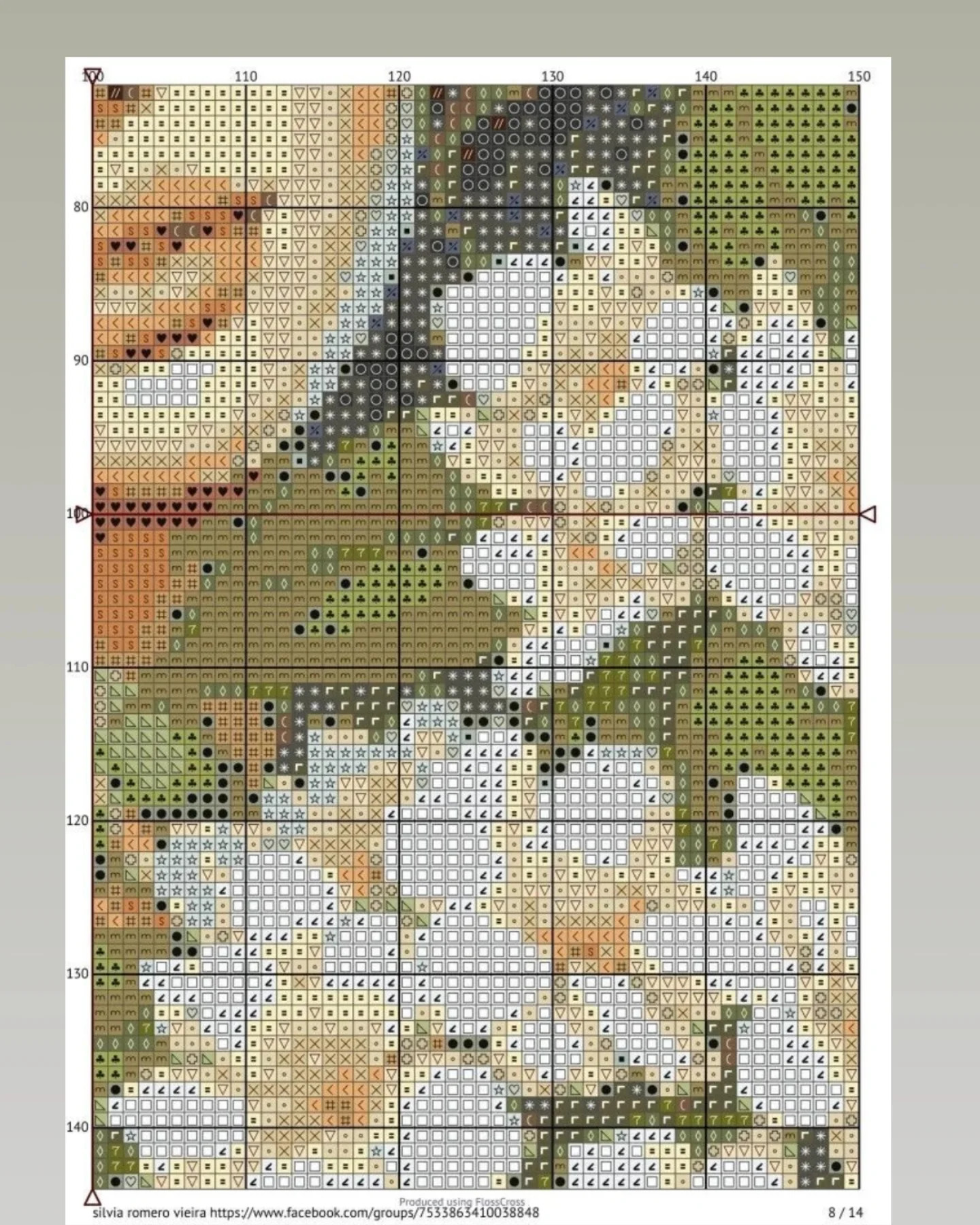 Pixel Chart Pattern for Elegant Lady with Floral Hat and Bouquet