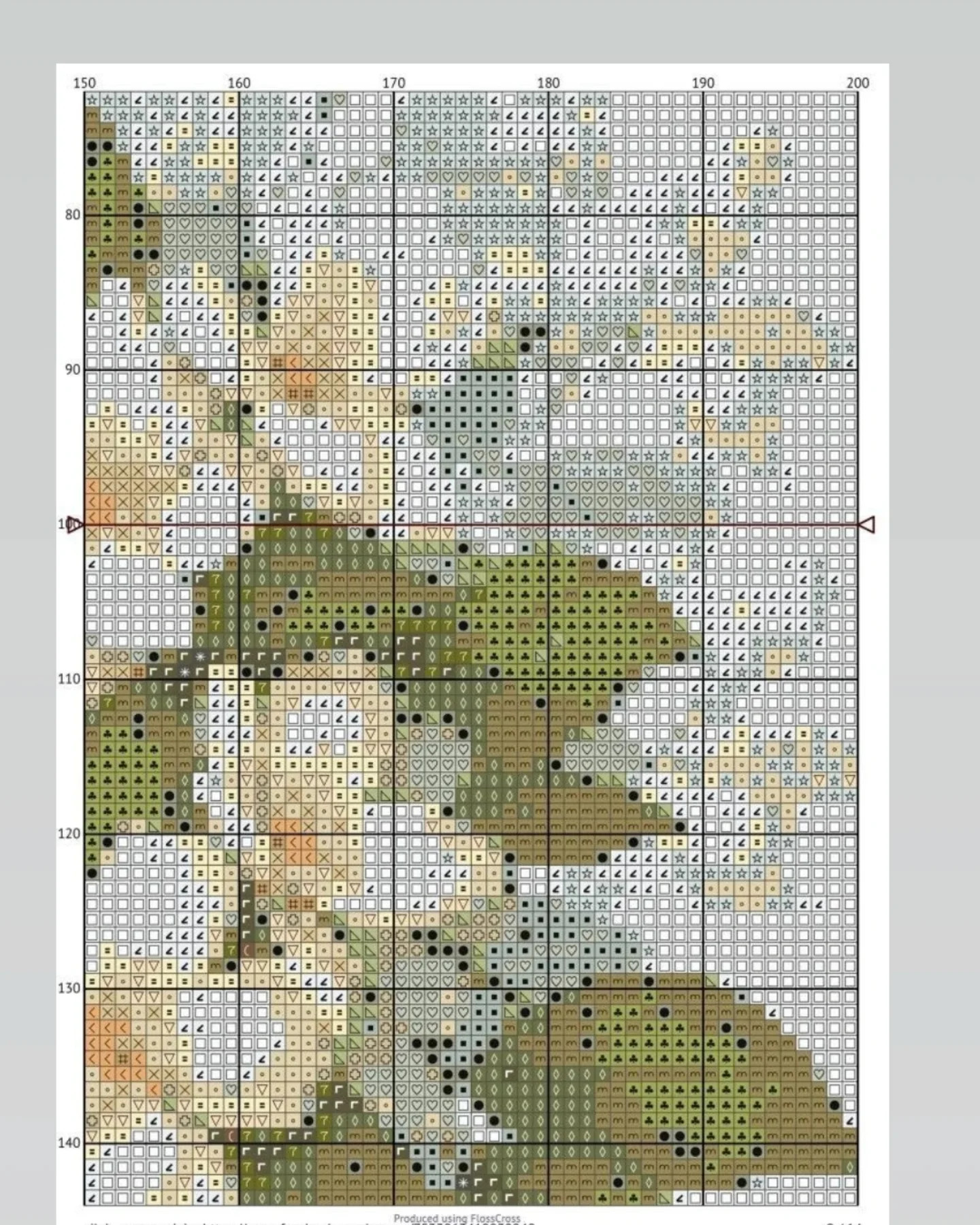Pixel Chart Pattern for Elegant Lady with Floral Hat and Bouquet