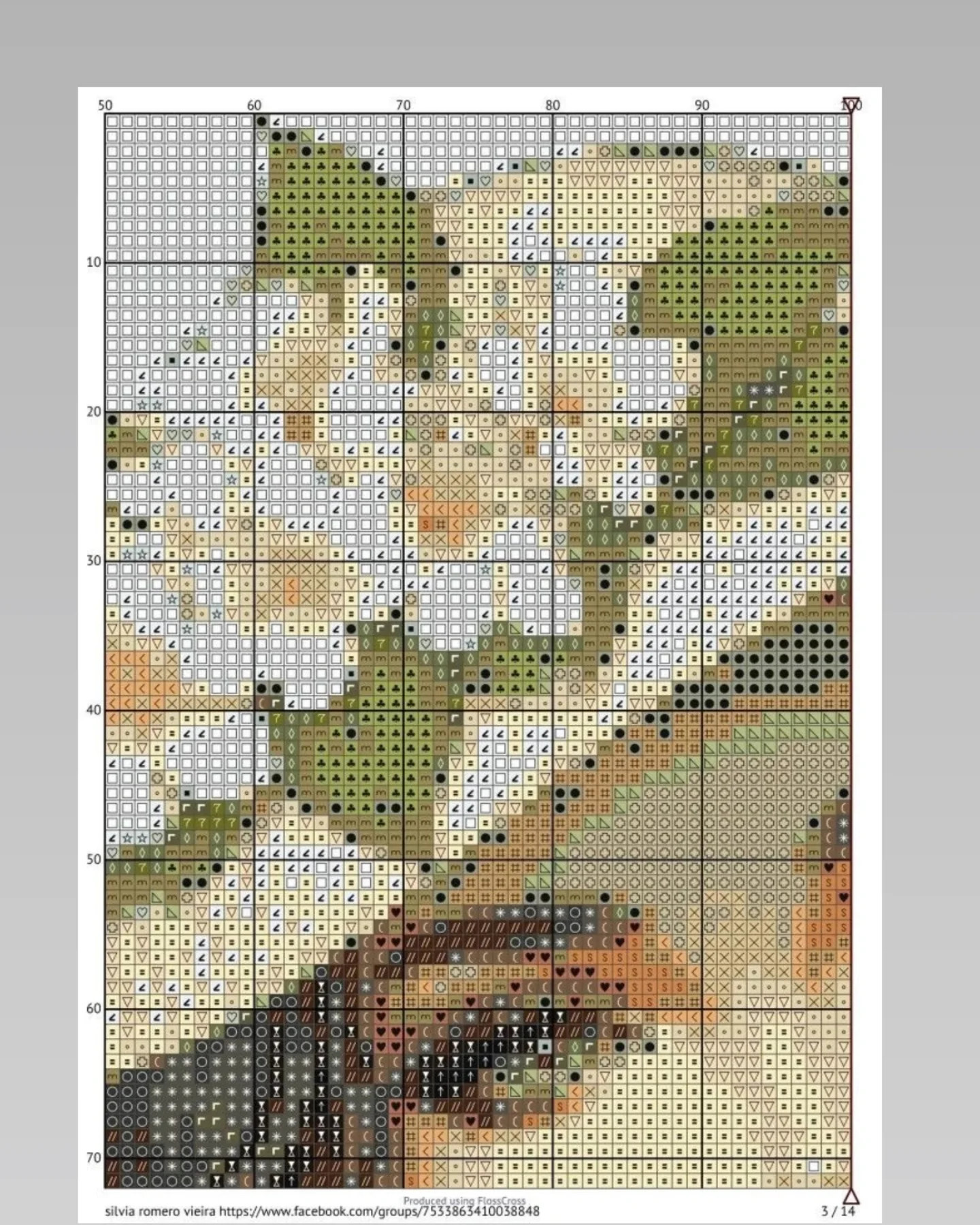 Pixel Chart Pattern for Elegant Lady with Floral Hat and Bouquet