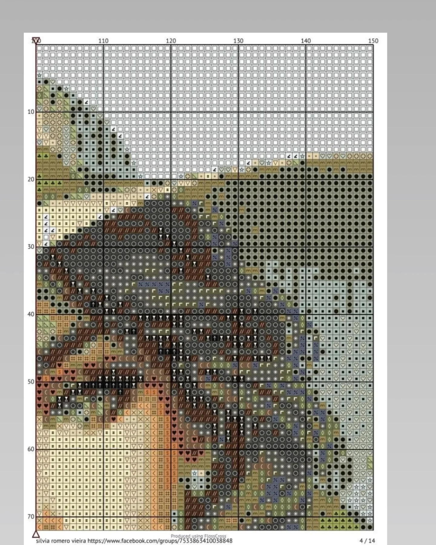 Pixel Chart Pattern for Elegant Lady with Floral Hat and Bouquet