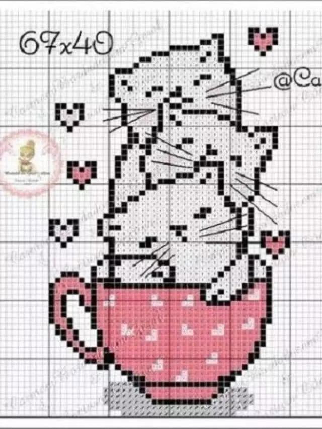Pixel Chart Patterns for Cross Stitch: Cute Cats, Baby Monkey and Amigurumi
