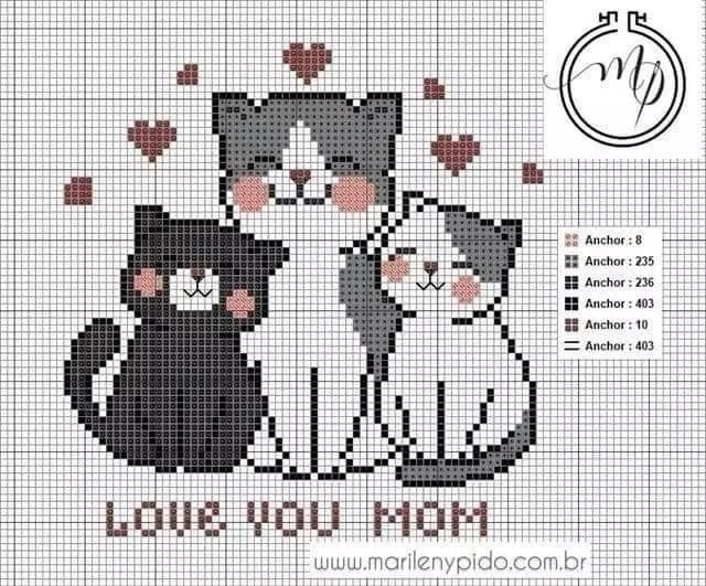 Pixel Chart Patterns for Cross Stitch: Cute Cats, Baby Monkey and Amigurumi
