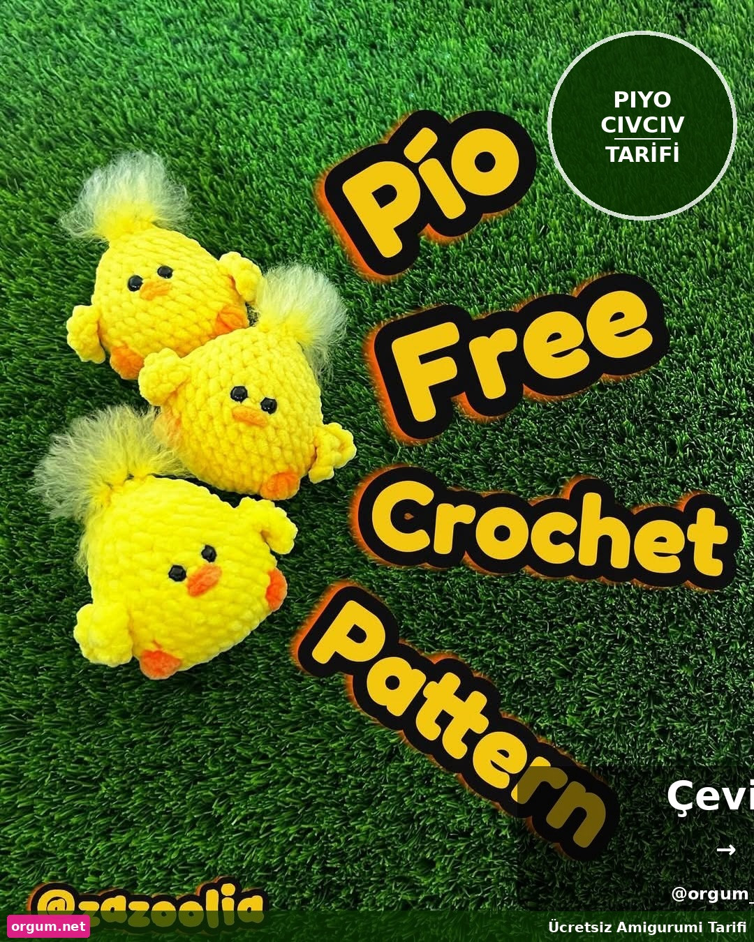 Piyo Civciv - Hướng dẫn móc len búp bê gà con màu vàng, cam, đỏ theo chart chi tiết từng bước