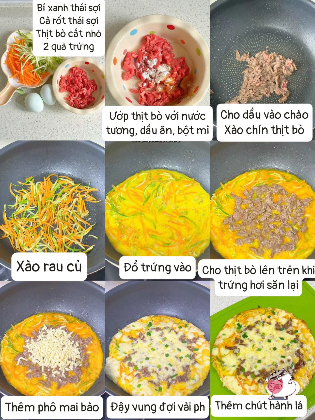 Pizza Phô Mai Bò EmBes: Món ăn thơm ngon bé thích mê với phô mai, thịt bò, trứng và rau củ đầy đủ dinh dưỡng
