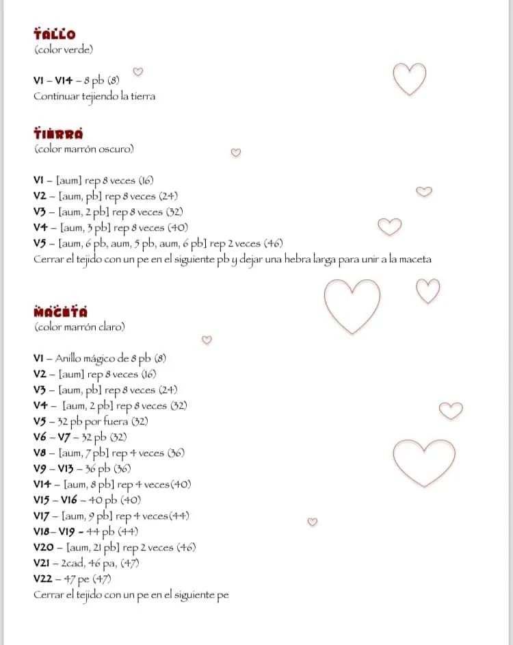 Planta del Amor: Guía de tejido a crochet con corazón rojo y maceta