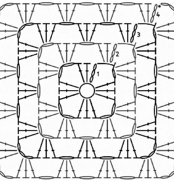 Пляжная сумка крючком из мотивов бабушкин квадрат