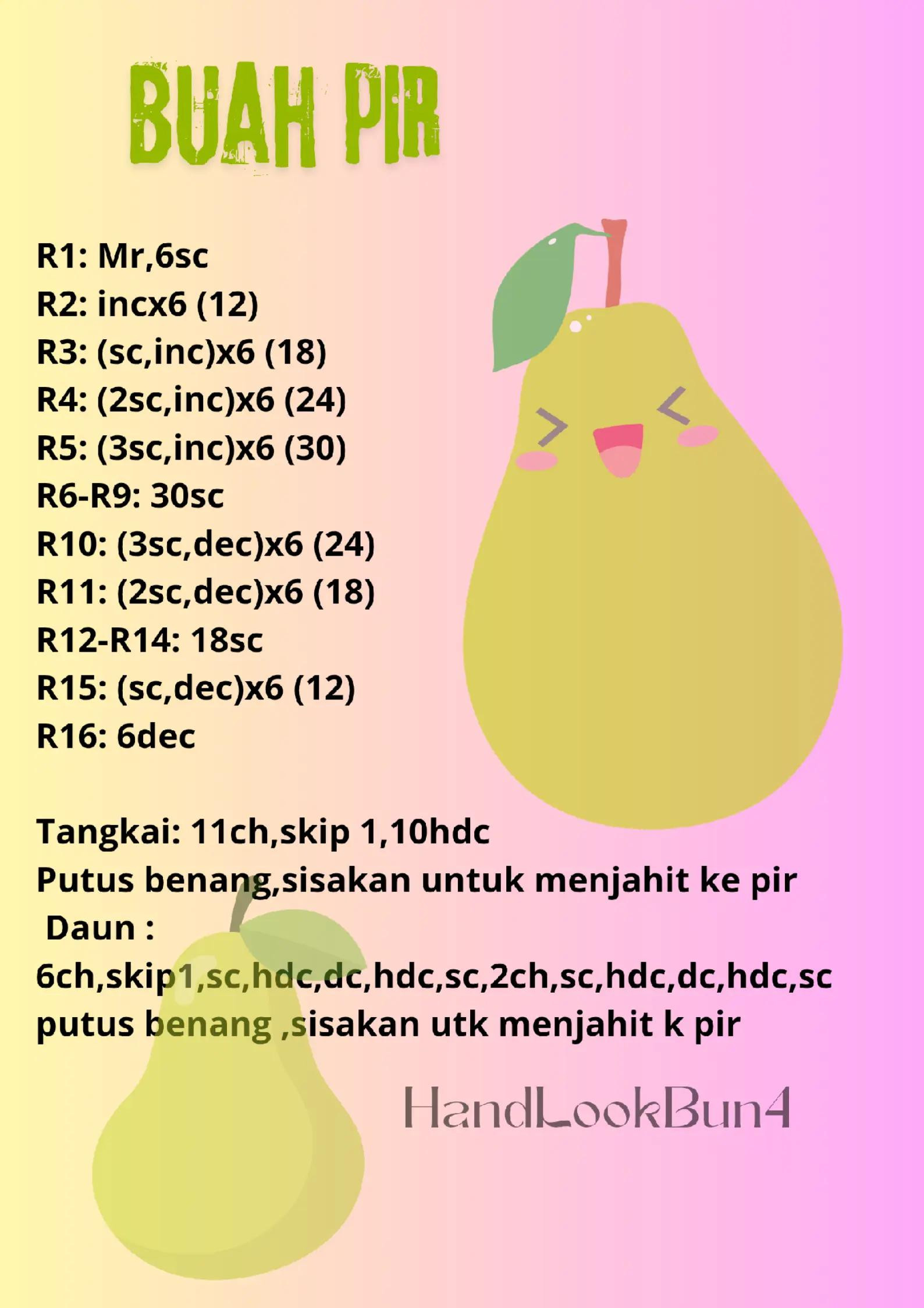 Pola Móc Len Buah Pir Dễ Thương Cho Người Mới Bắt Đầu