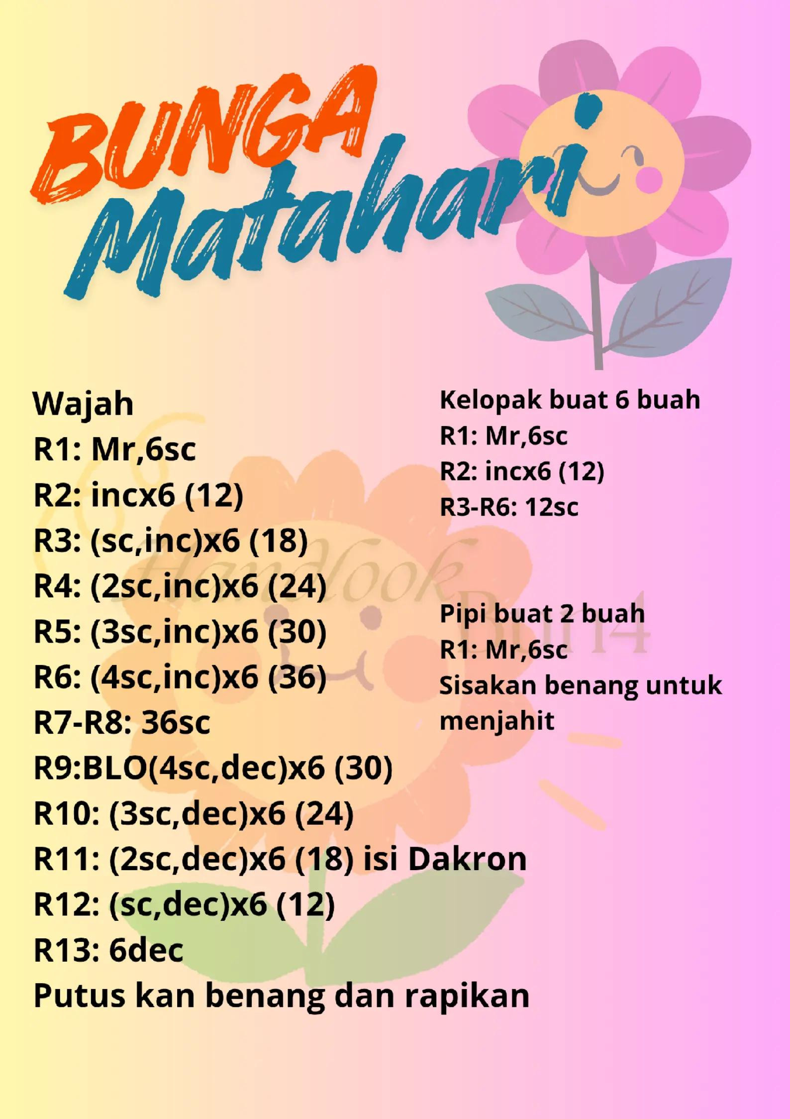 Pola Móc Len Búp bê Hoa Mặt Trời Senyum Matahari