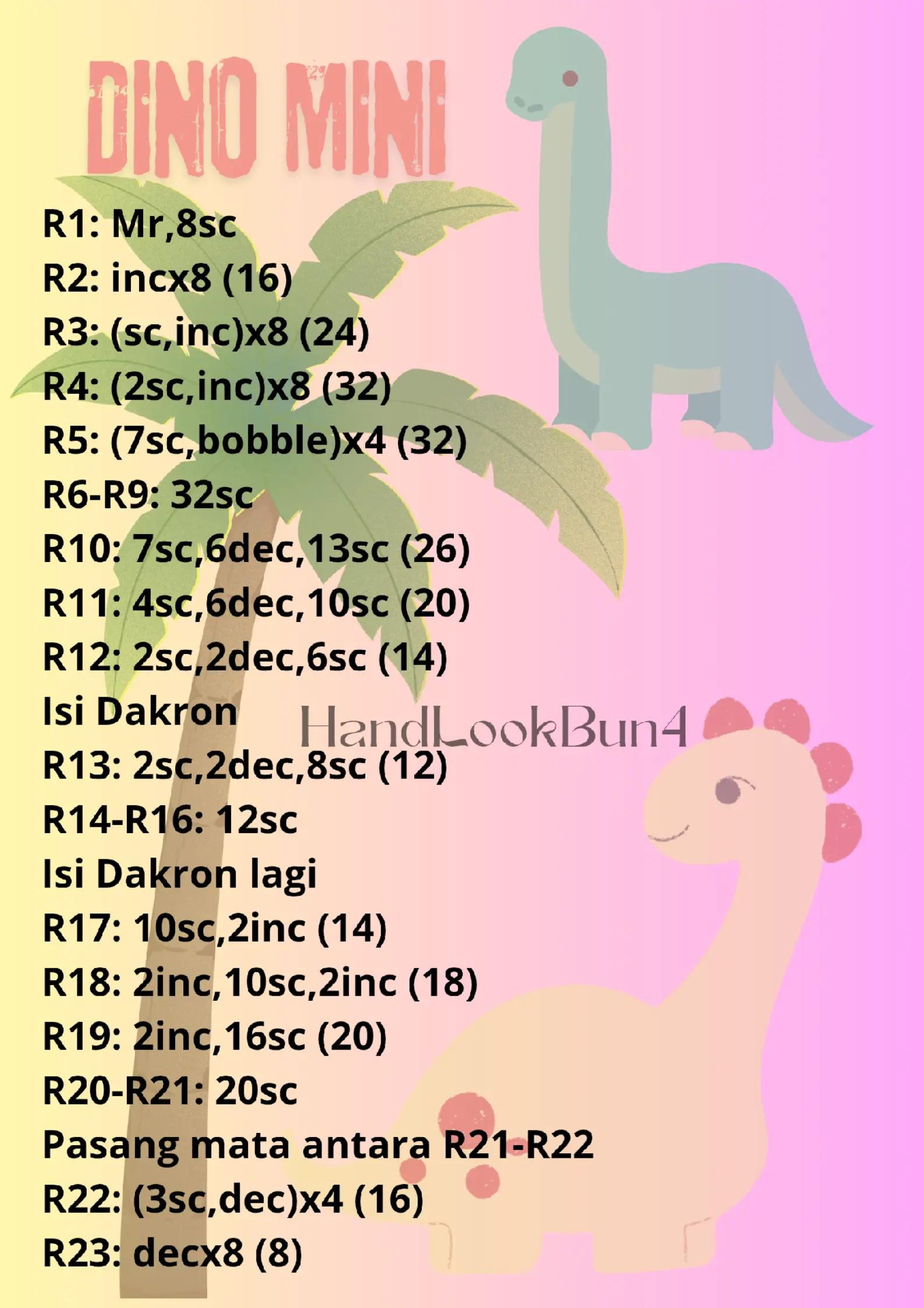 Pola Móc Len Dinosaur Mini Ngắn Gọn Dễ Làm